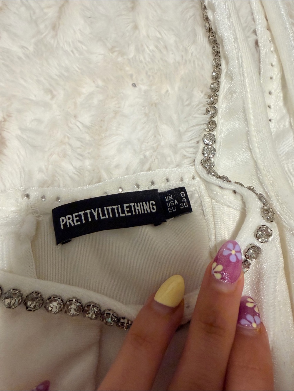 Pretty little thing cream diamante trim top - Picture 4 of 9